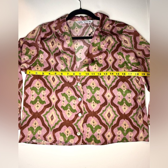 ZARA Patterned Button-Up Women's Top - Picture 2 of 7
